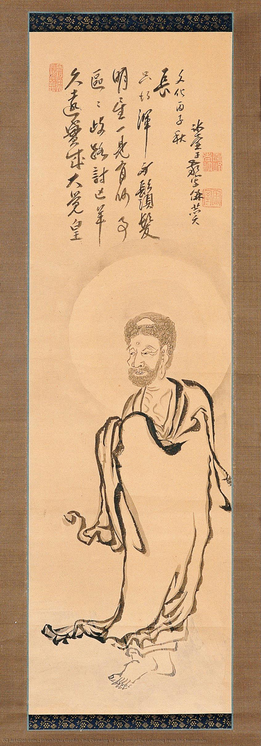 Ink Drawing Of Śākyamuni Descending From The Mountain — Jakushitsu Genkō