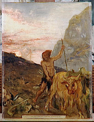 La Vie De L'humanité L'age De Fer, Caïn. Le Matin. Le Travail — Gustave Moreau