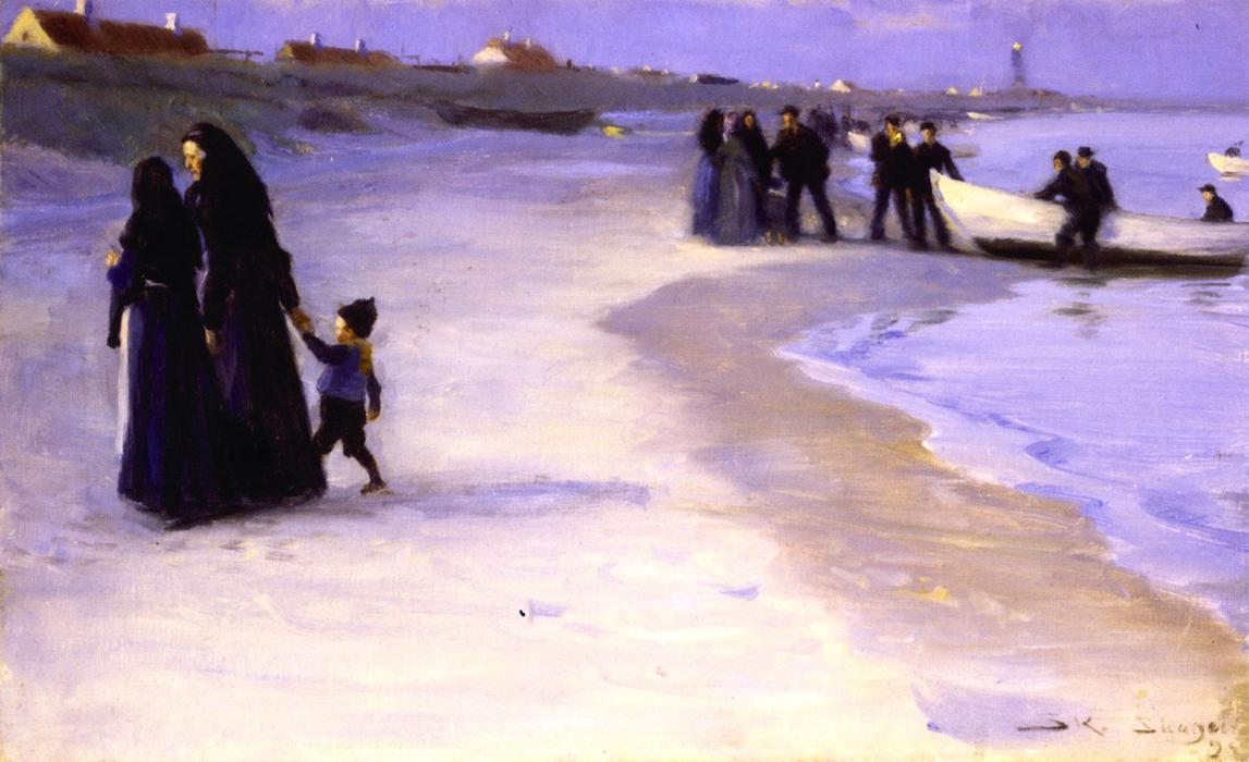 A White Boat At The Shoreline, Late Summer Evening — Peder Severin Kroyer