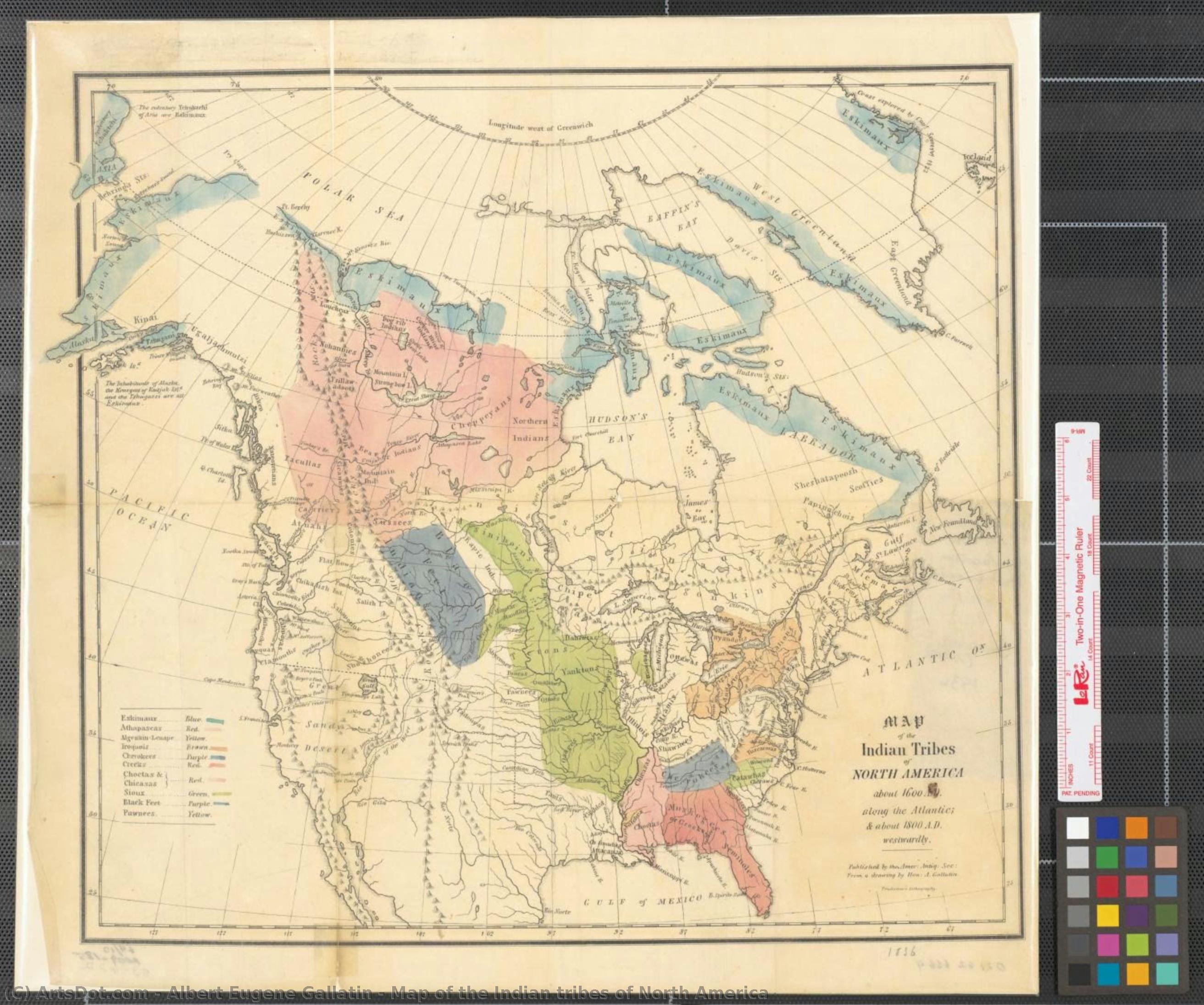 Map Of The Indian Tribes Of North America — Albert Eugene Gallatin