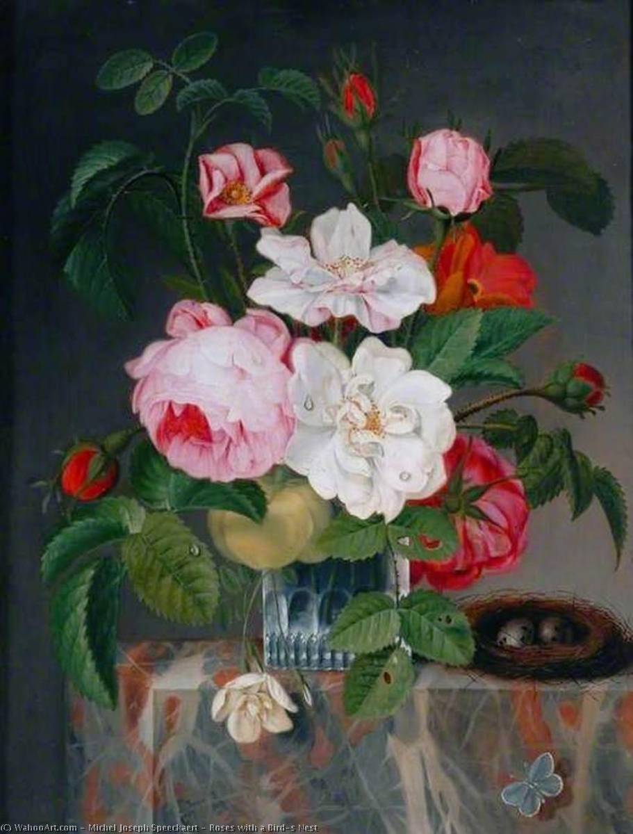 Roses With A Bird's Nest — Michel Joseph Speeckaert