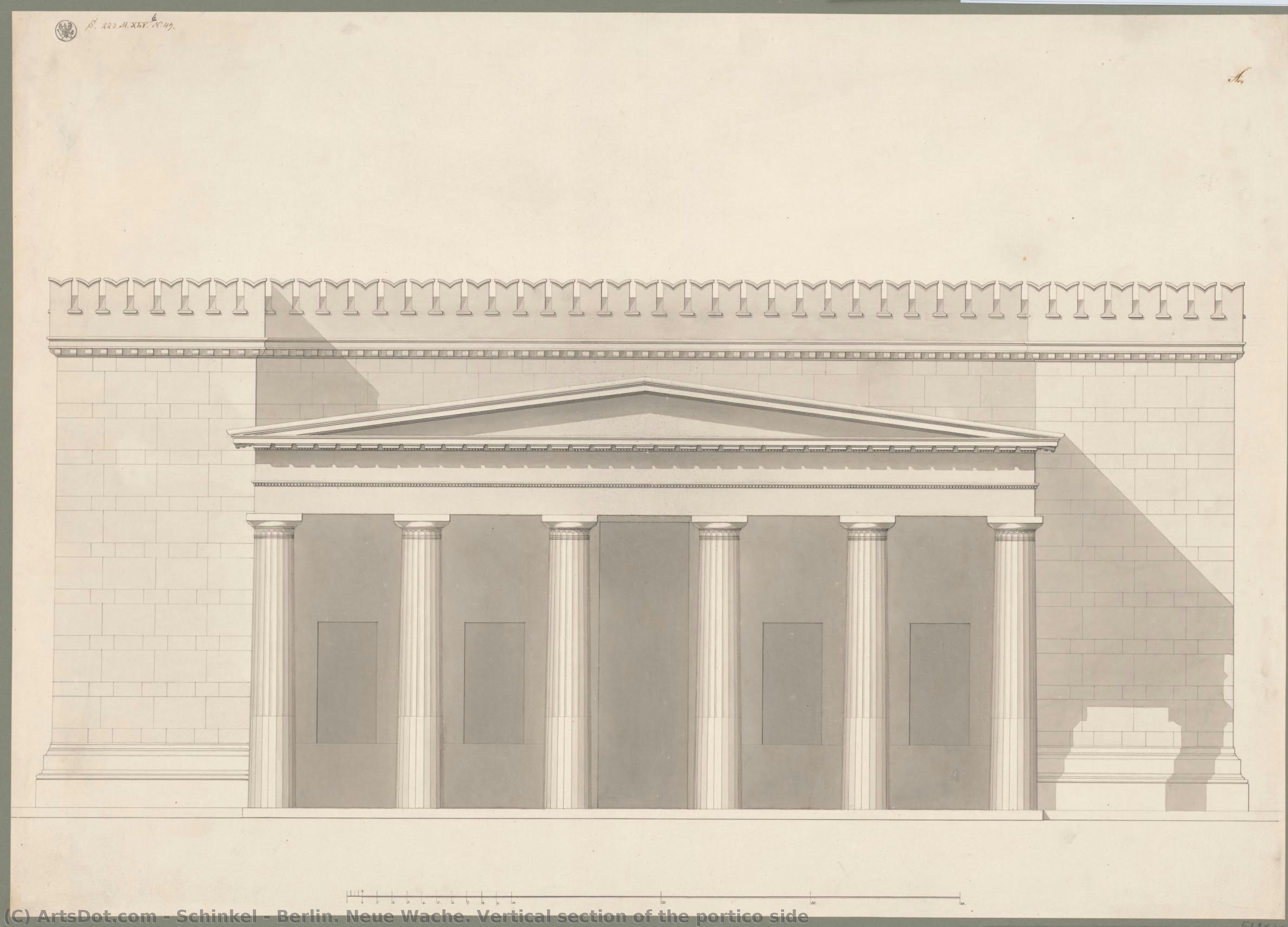 Berlin. Neue Wache. Vertical Section Of The Portico Side — Karl Friedrich Schinkel