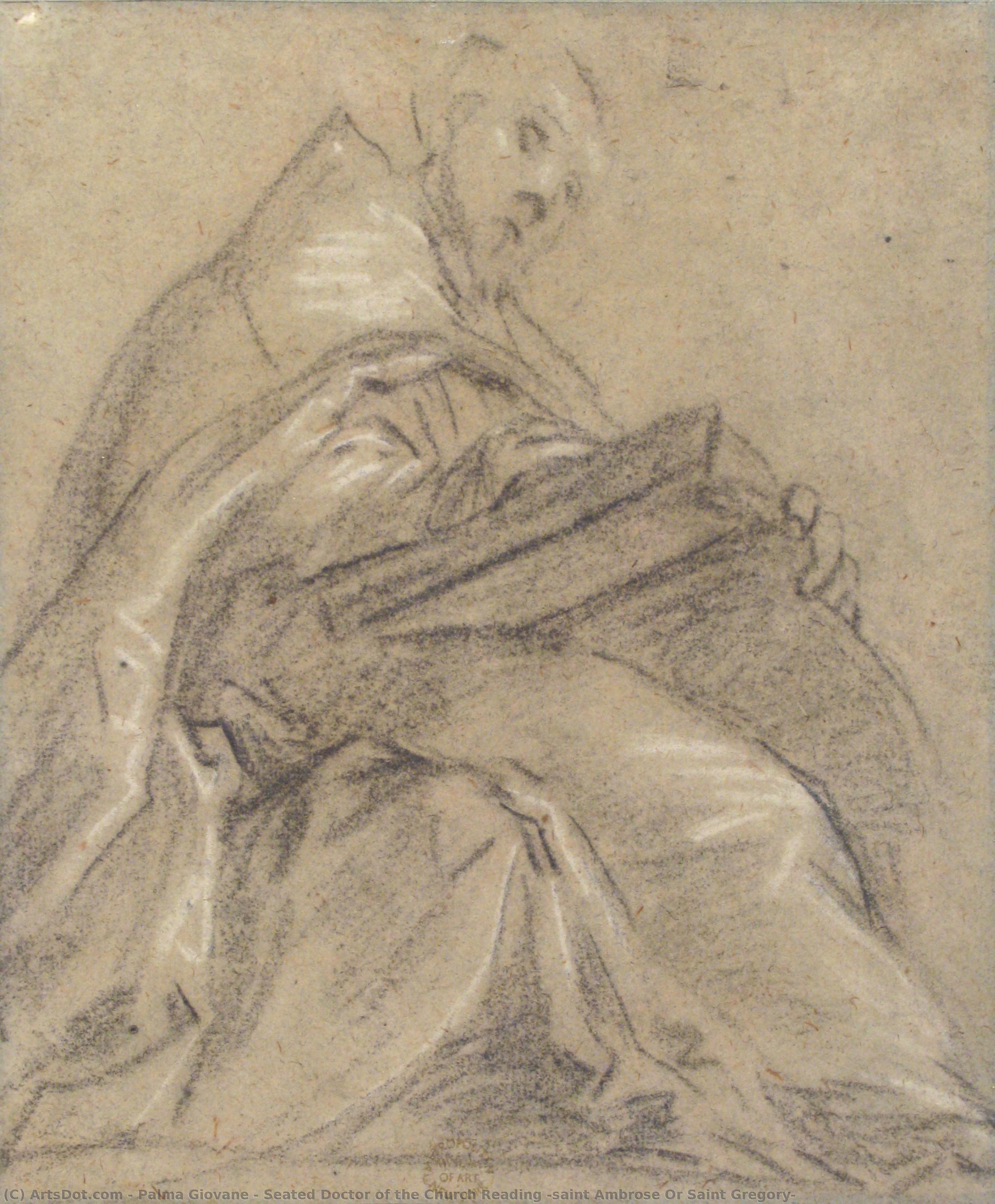 Seated Doctor Of The Church Reading (saint Ambrose Or Saint Gregory) — Jacopo Palma Il Giovane