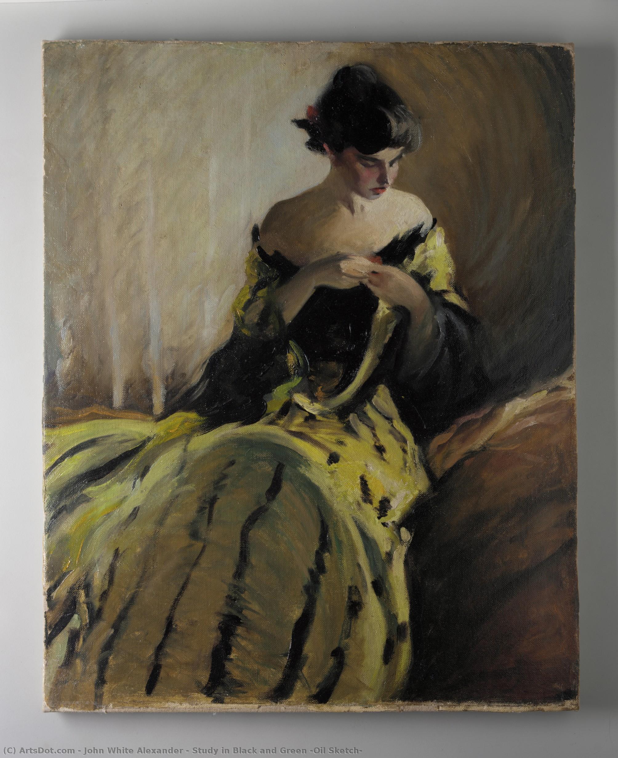 Study In Black And Green (oil Sketch) — John White Alexander