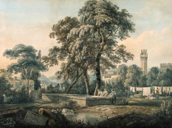 An Italianate Landscape With Women Washing Clothes — Paul Sandby
