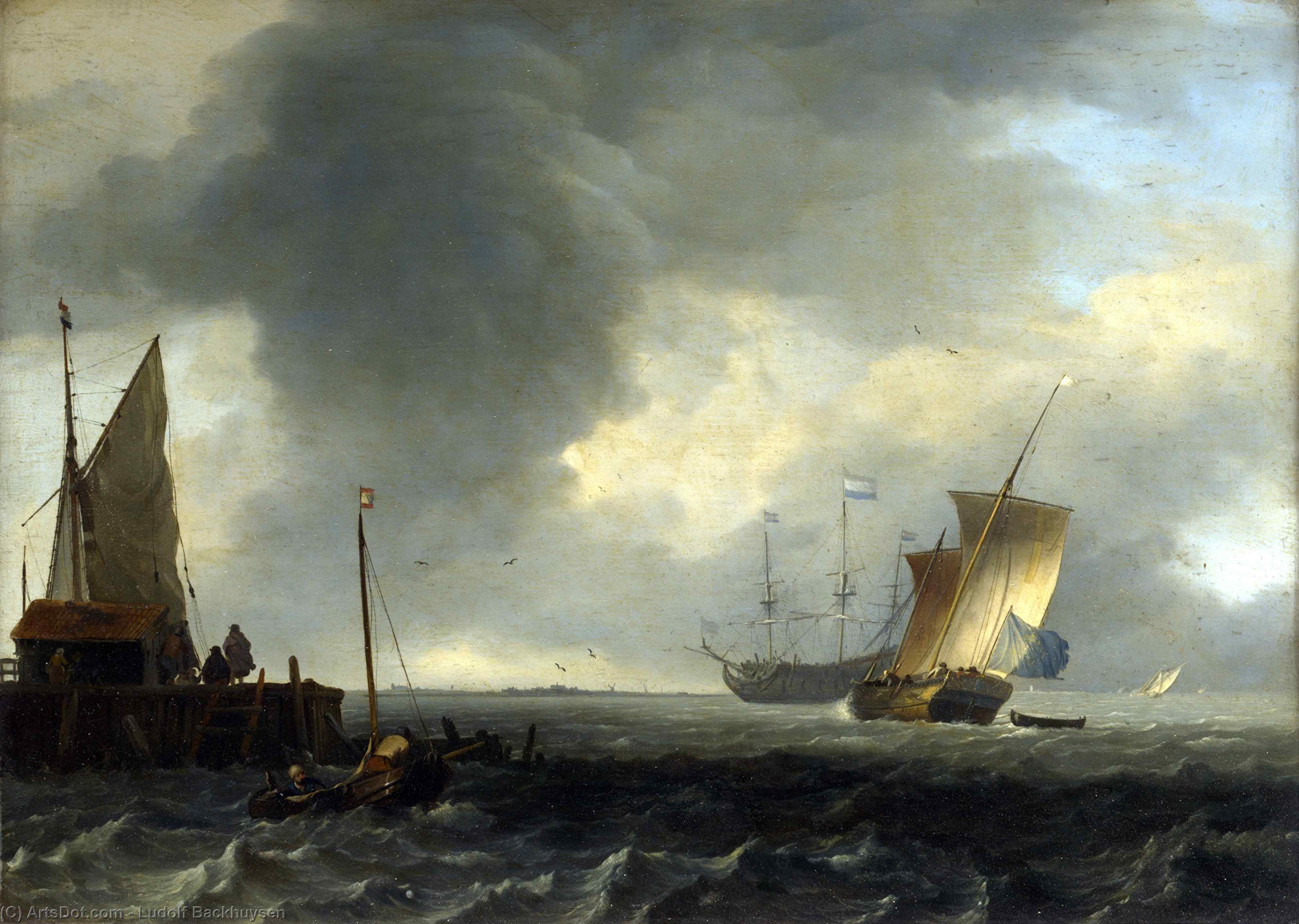 A View Across A River Near Dordrecht — Ludolf Backhuysen I