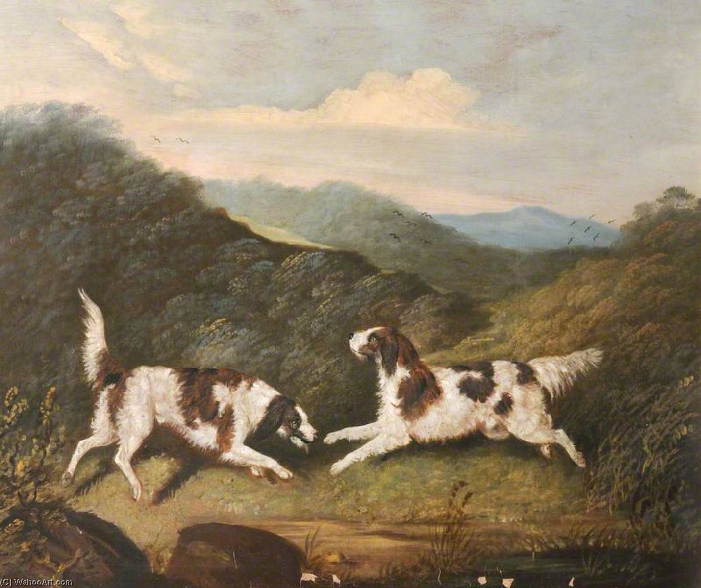 Two Springer Spaniels In A Landscape — Clifton Tomson