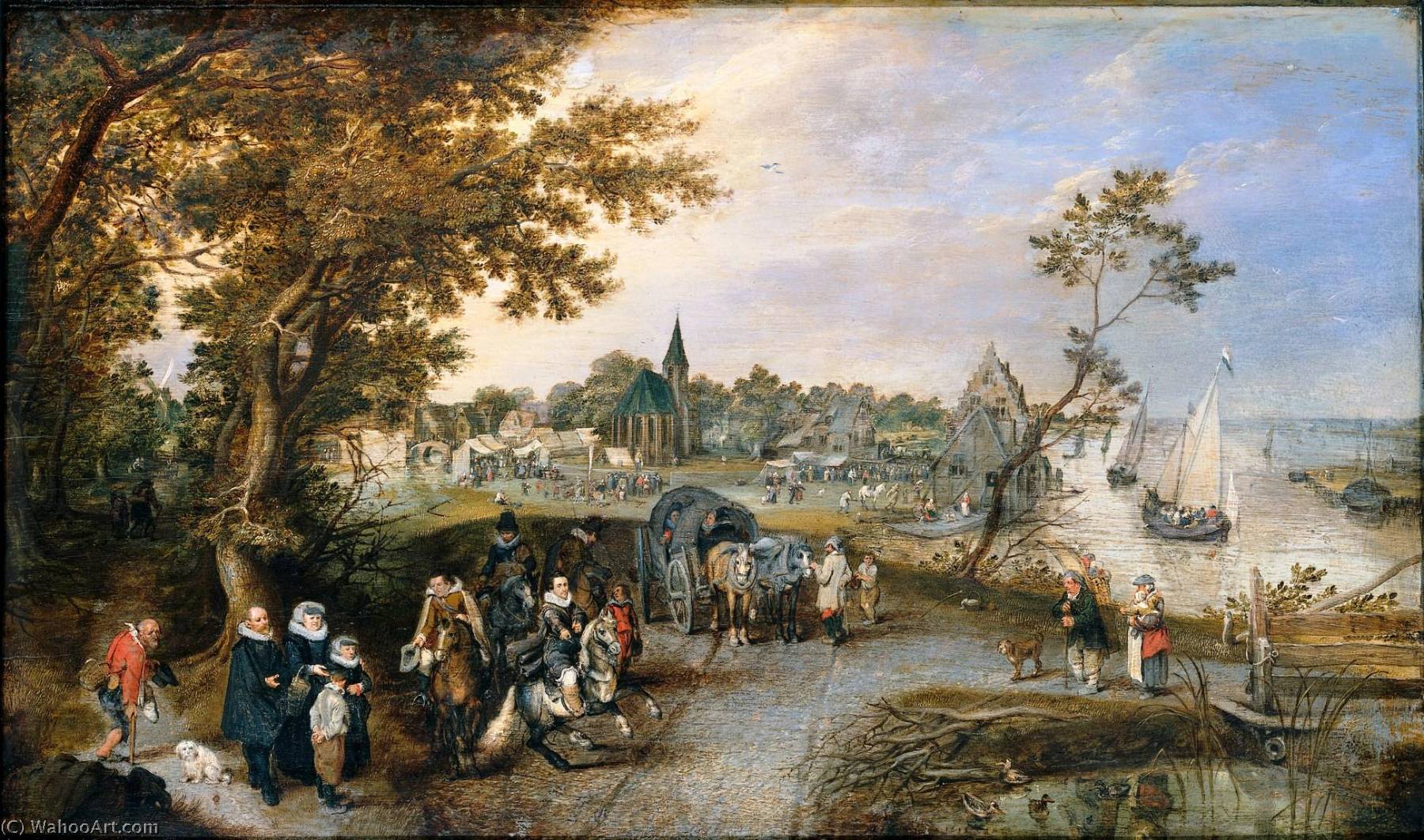 Landscape With Figures And A Village Fair — Adriaen Pietersz. Van De Venne
