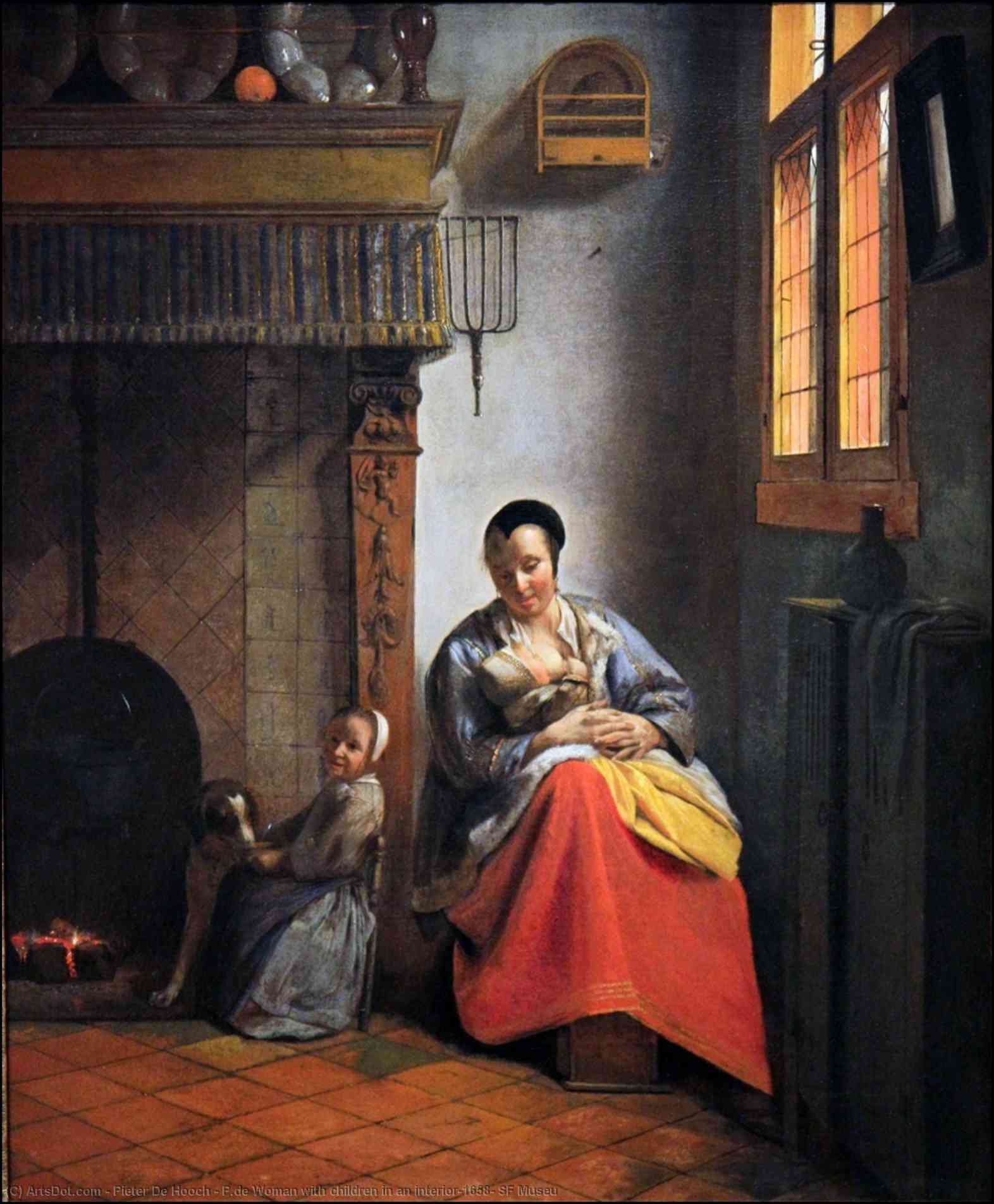 P.de Woman With Children In An Interior,1658, Sf Museu — Pieter De Hooch