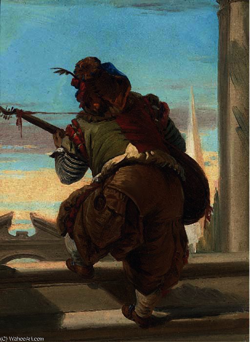 A Dwarf Playing A Lute — Giambattista Tiepolo