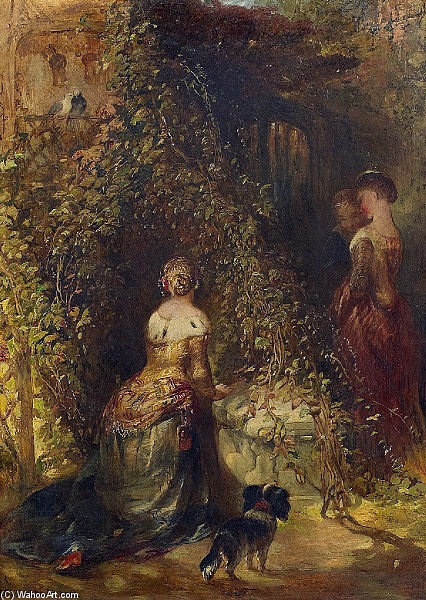 Three Ladies In The Park — Alfred Joseph Woolmer
