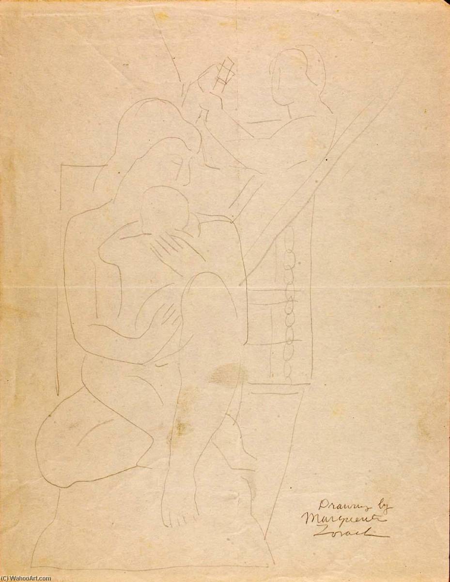 William Zorach Working On A Sculpture, Mother And Child — Marguerite Zorach
