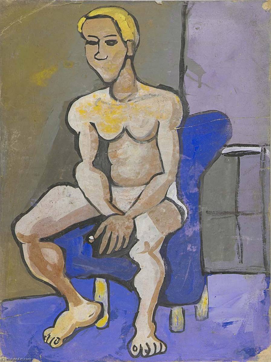 Seated Male Model With Blond Hair — William H. Johnson