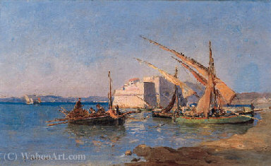 Barche Con Pescatori A Riva — Alessandro La Volpe