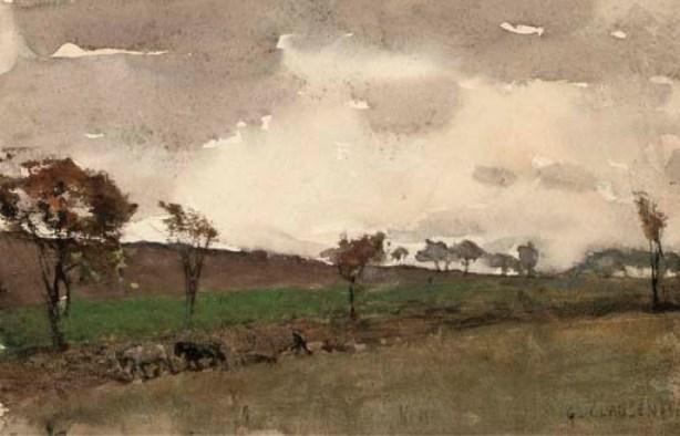 Ploughing The Field At Twilight — Sir George Clausen