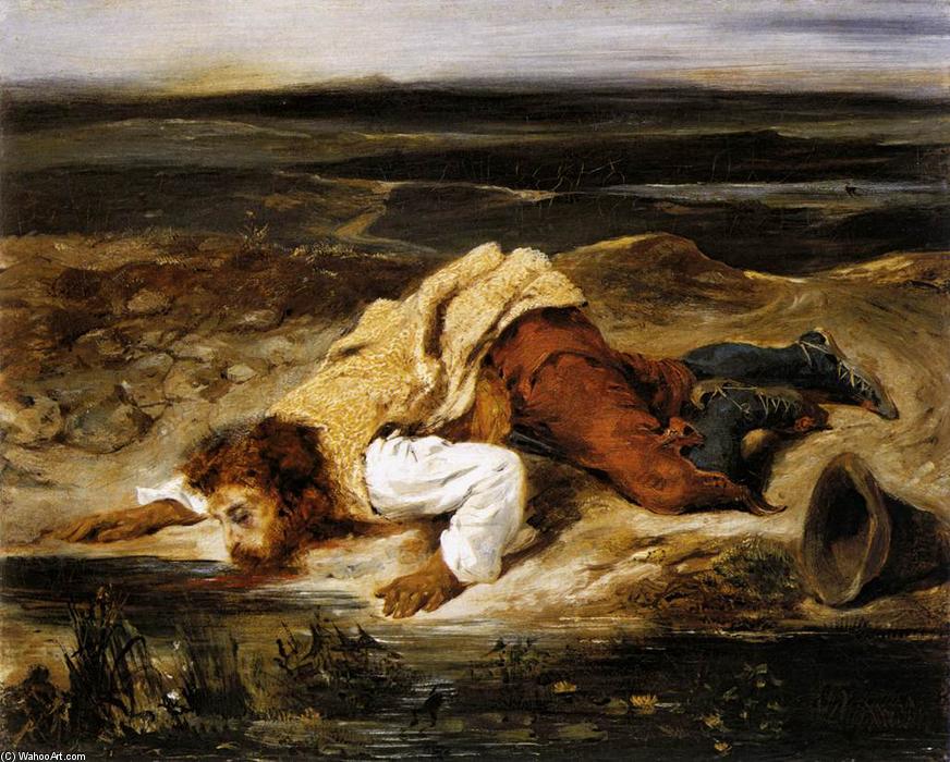 A Mortally Wounded Brigand Quenches His Thirst — Eugène Delacroix