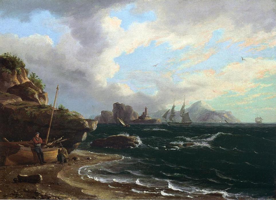 Figures With Docked Boat At Shoreline — Томас Бирч