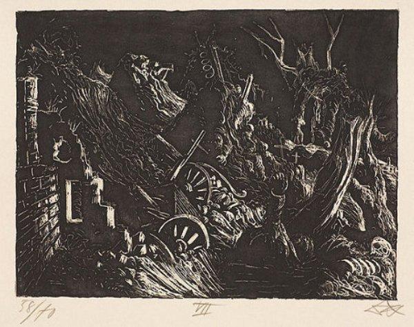 Flare Illuminates The Farm At Monacu — Otto Dix