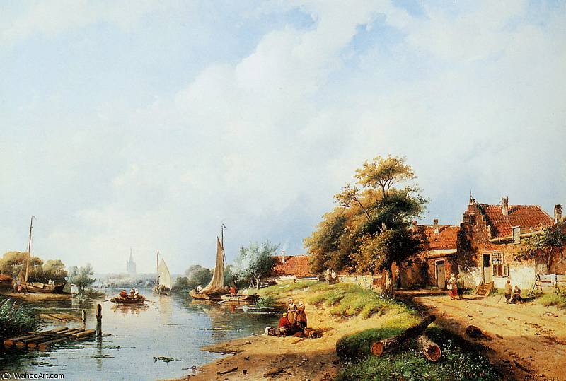 Summer River Landscape Sun — Charles Henri Joseph Leickert