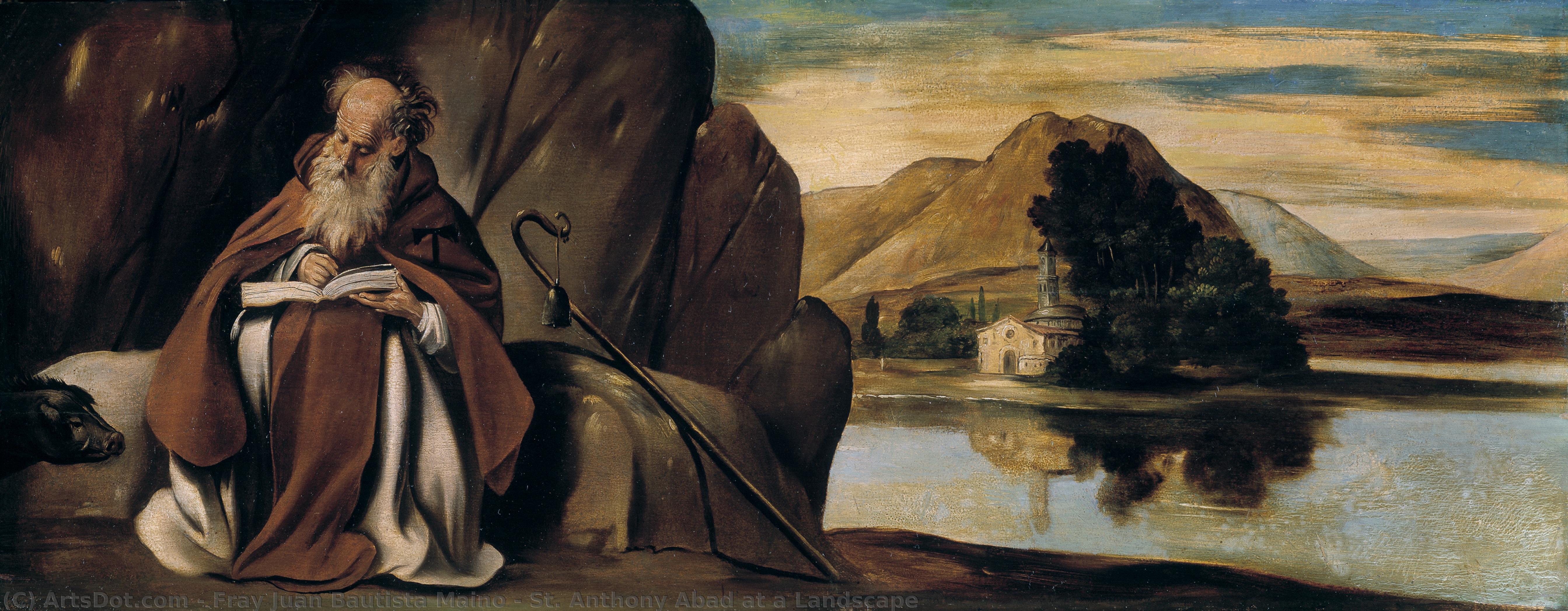 St. Anthony Abad At A Landscape — Fray Juan Bautista Maino