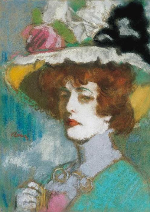 Portrait Of Mrs. Kunffy Wth Flowered Hat — József Rippl-rónai