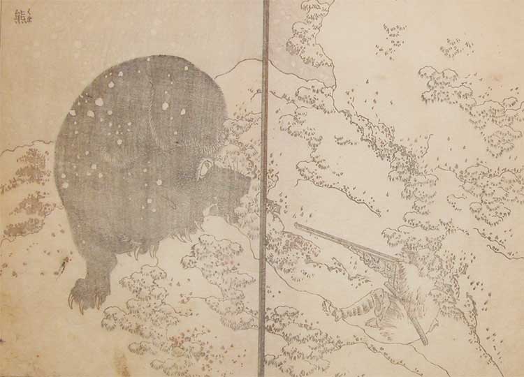 Bear Hunting In Winter — Katsushika Hokusai