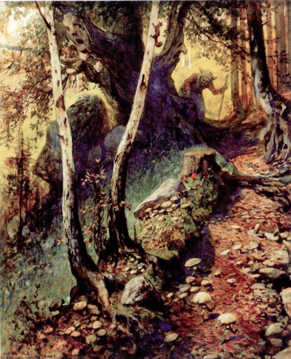 Hunting Mushrooms In The Old Forest — Georg Janny