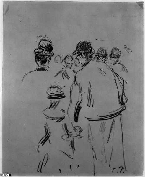 Man And Child In Crowd — Камиль Писсарро