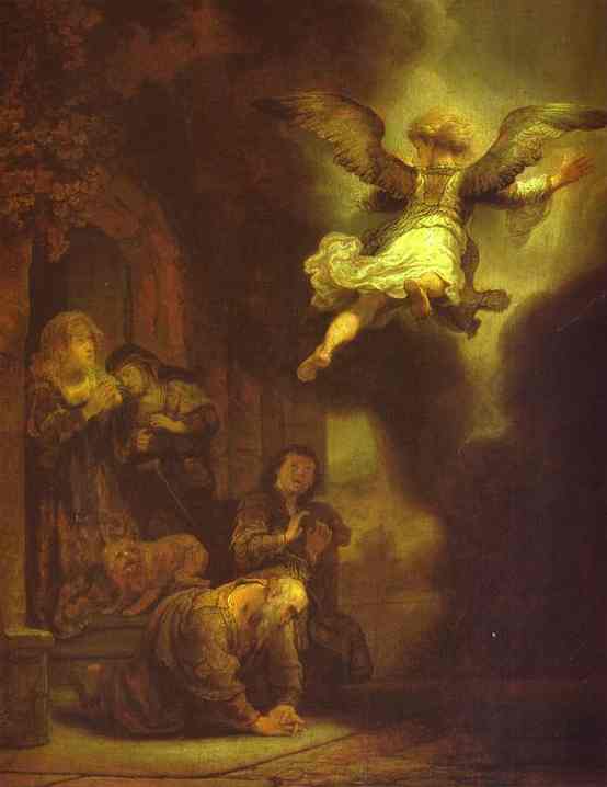 Der Erzengel Verlässt Die Familie Tobias — Rembrandt Van Rijn