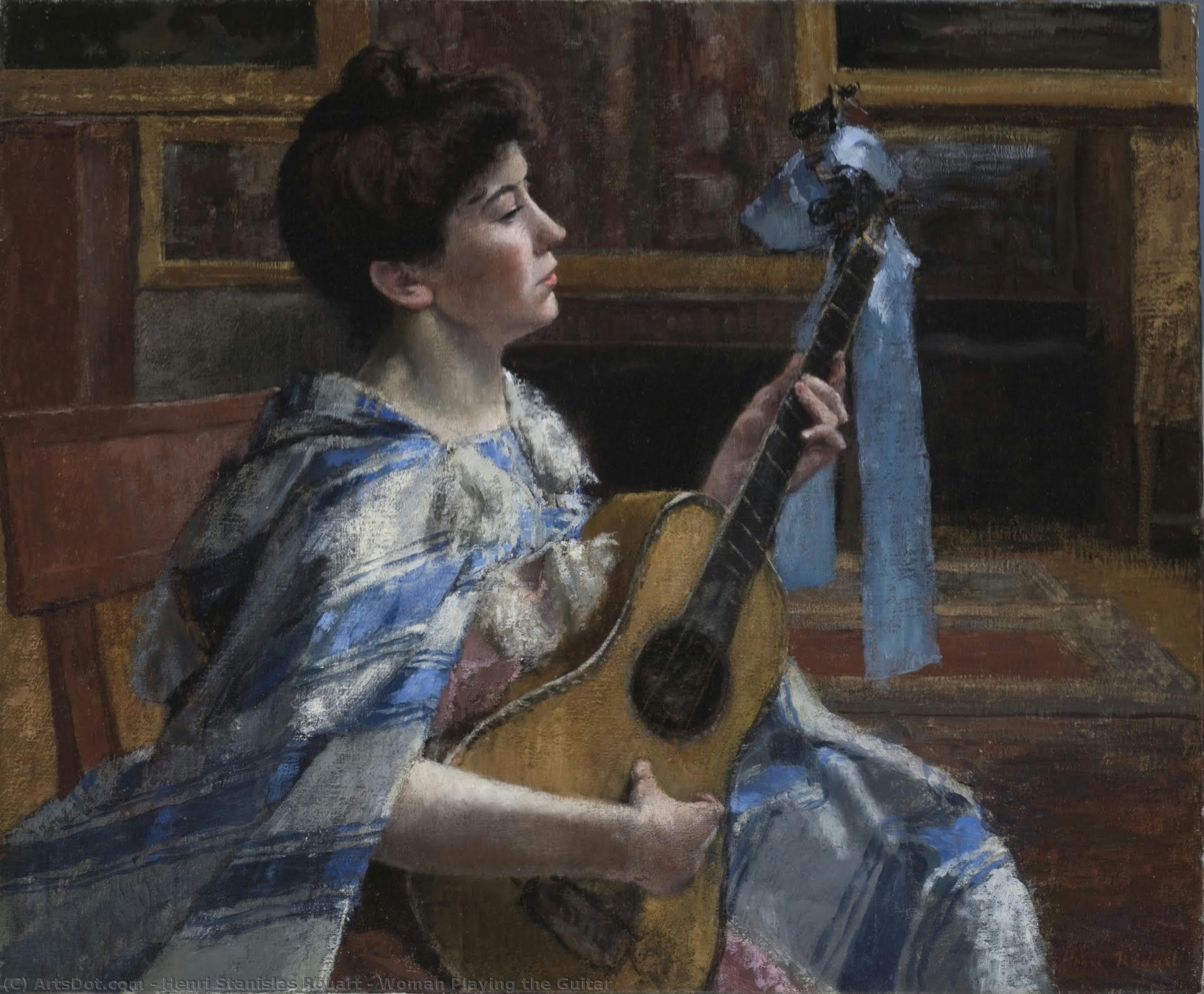 Woman Playing The Guitar — Henri Stanislas Rouart
