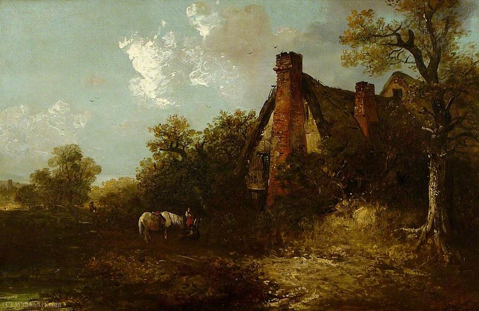 Pastoral Scene With A Cottage, A Pond And A Horse — Edward Robert Smythe