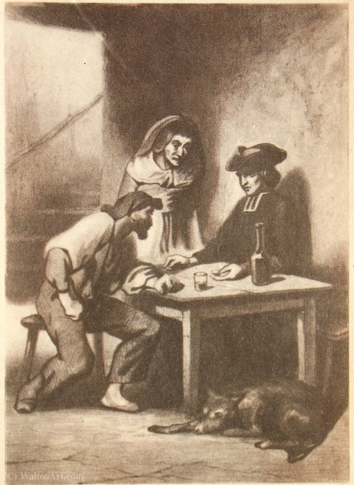 Innkeeper Caderousse, His Wife Karkonta, Abbe Busoni And Diamonds — Tony Johannot (antoine Johannot)