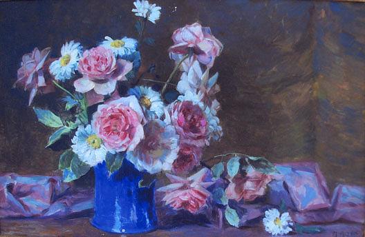 Roses And Daisies, (painting) — Mathias Joseph Alten