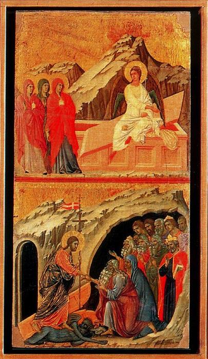 La Maestá. Las Marías En El Sepulcro Y La Bajada Al Limbo — Duccio Di Buoninsegna