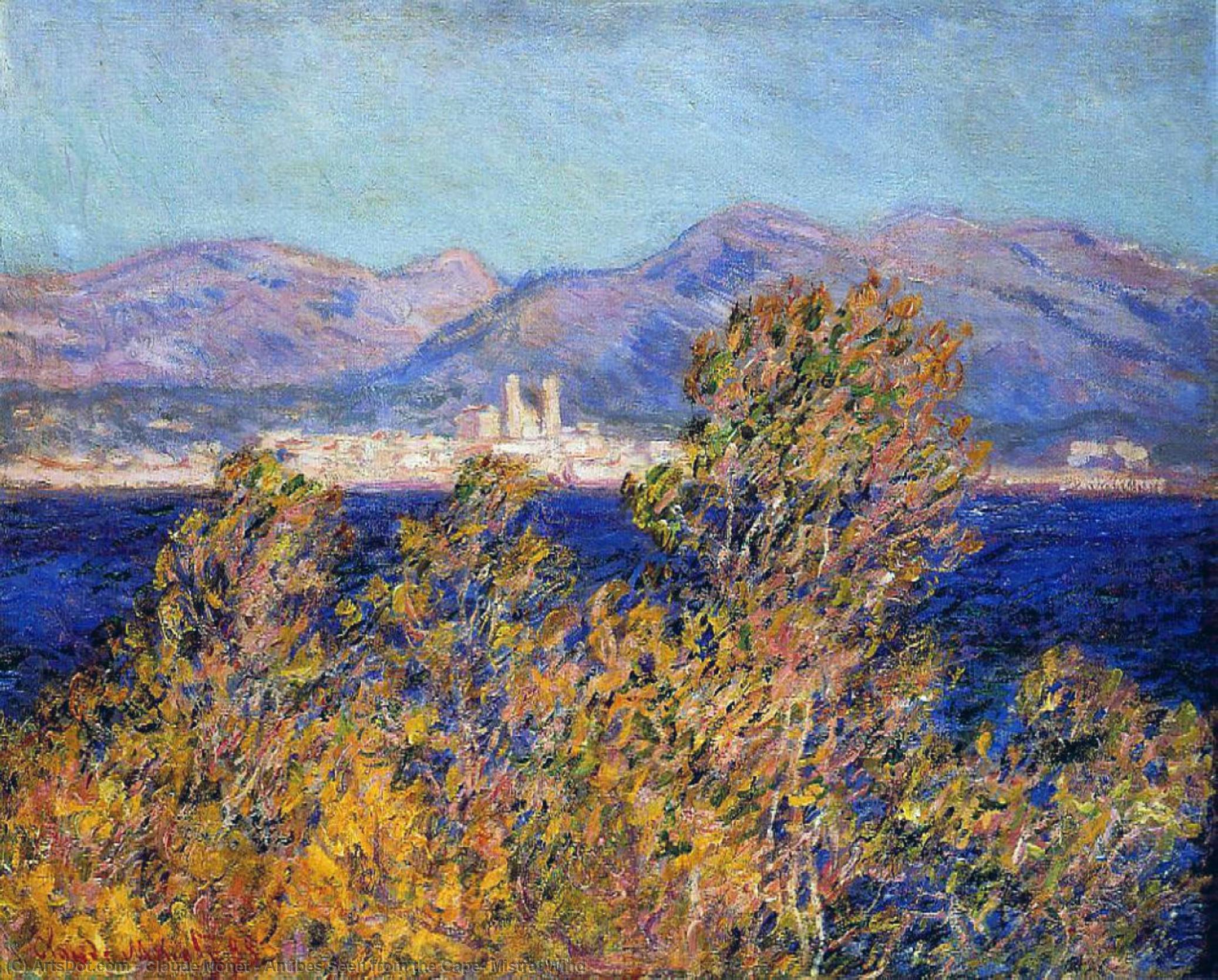 Antibes Seen From The Cape, Mistral Wind — Claude Monet