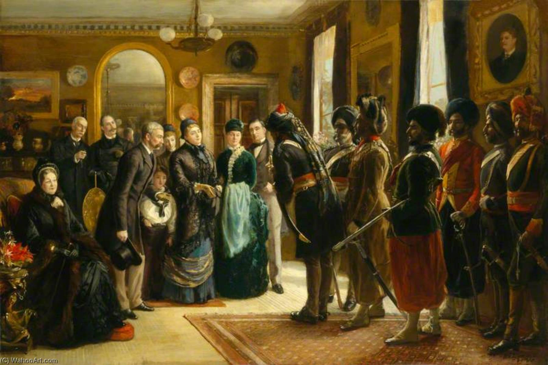 The Duke And Duchess Of Teck Receiving Officers Of The Indian Contingent, 1882 — Sydney Prior Hall
