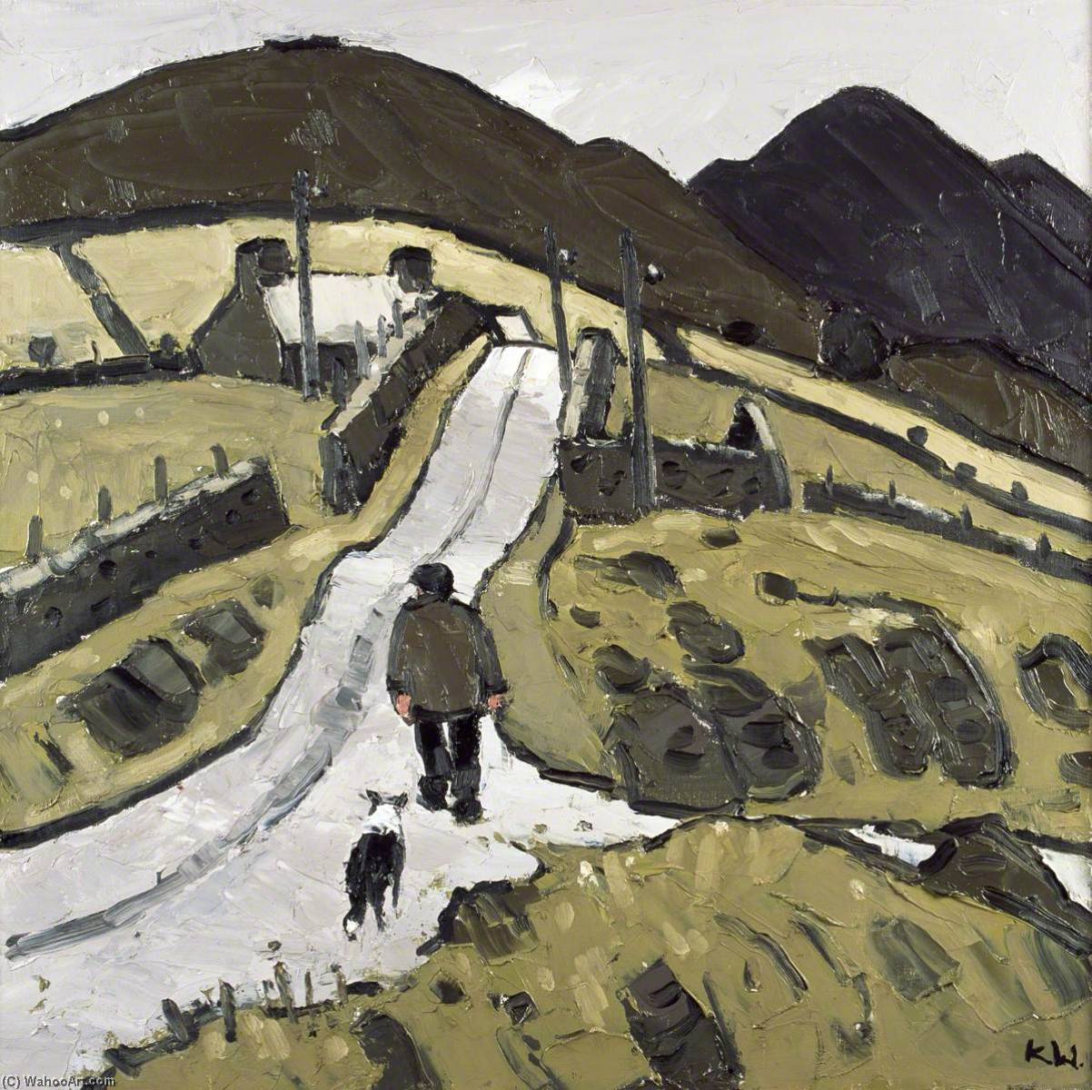 Farmer With Following Dog — John Kyffin Williams