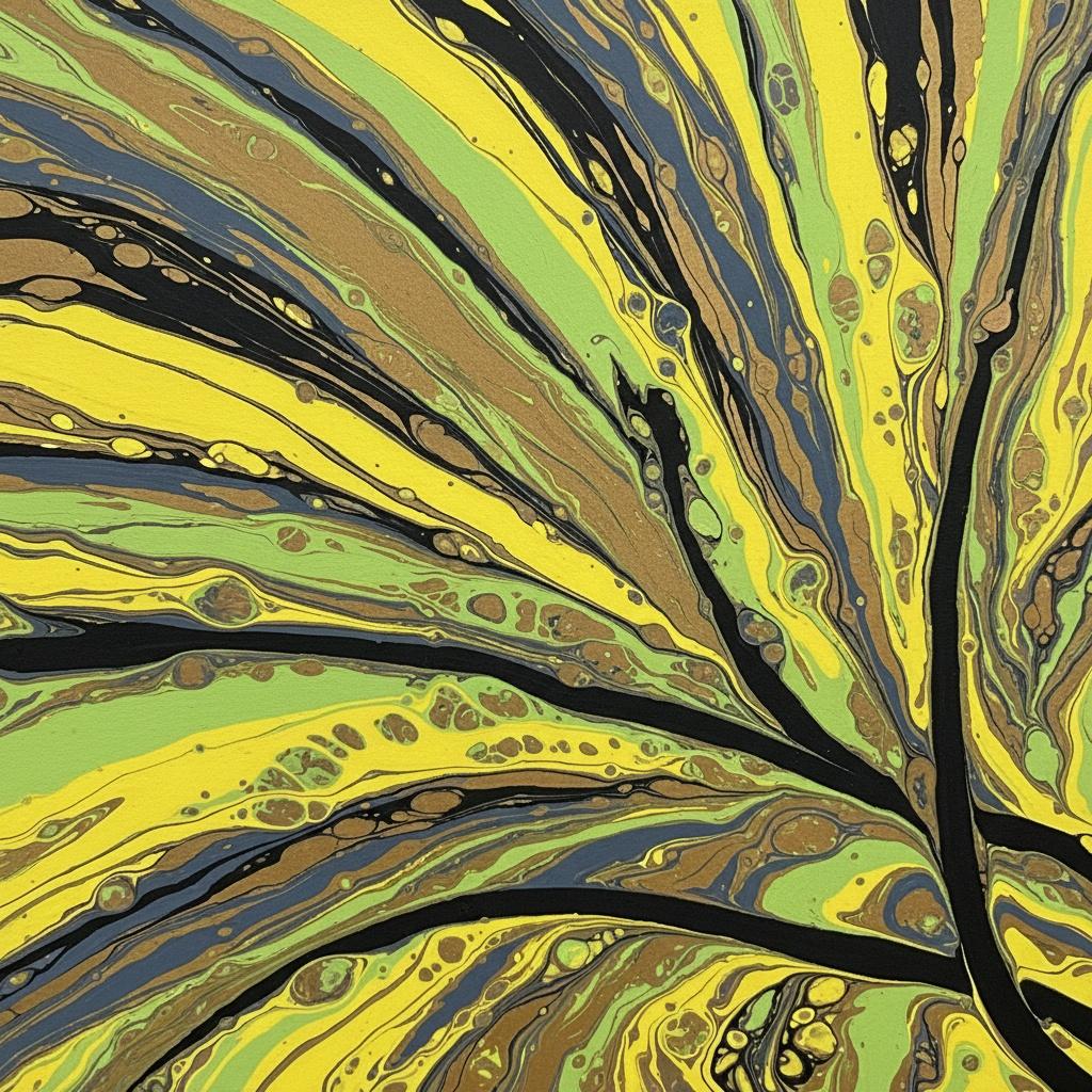 Radiant Kinetic Flow: An Expansive Symphony Of Obsidian And Luminous Ochre Veins — Laurent Fabre