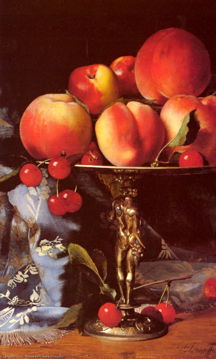 A Still Life With Peaches, Plums And Cherries — Blaise Alexandre Desgoffe