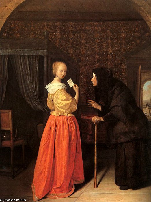 Bathsheba Receiving Davids Letter - Oil On Panel — Jan Havickszoon Steen