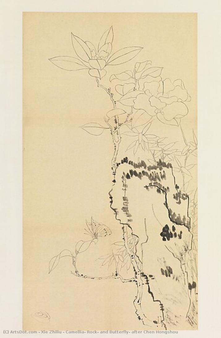 Camellia, Rock, And Butterfly, After Chen Hongshou — Xie Zhiliu