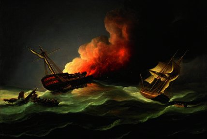 The East Indiaman Kent On Fire In The Bay Of Biscay — Thomas Buttersworth