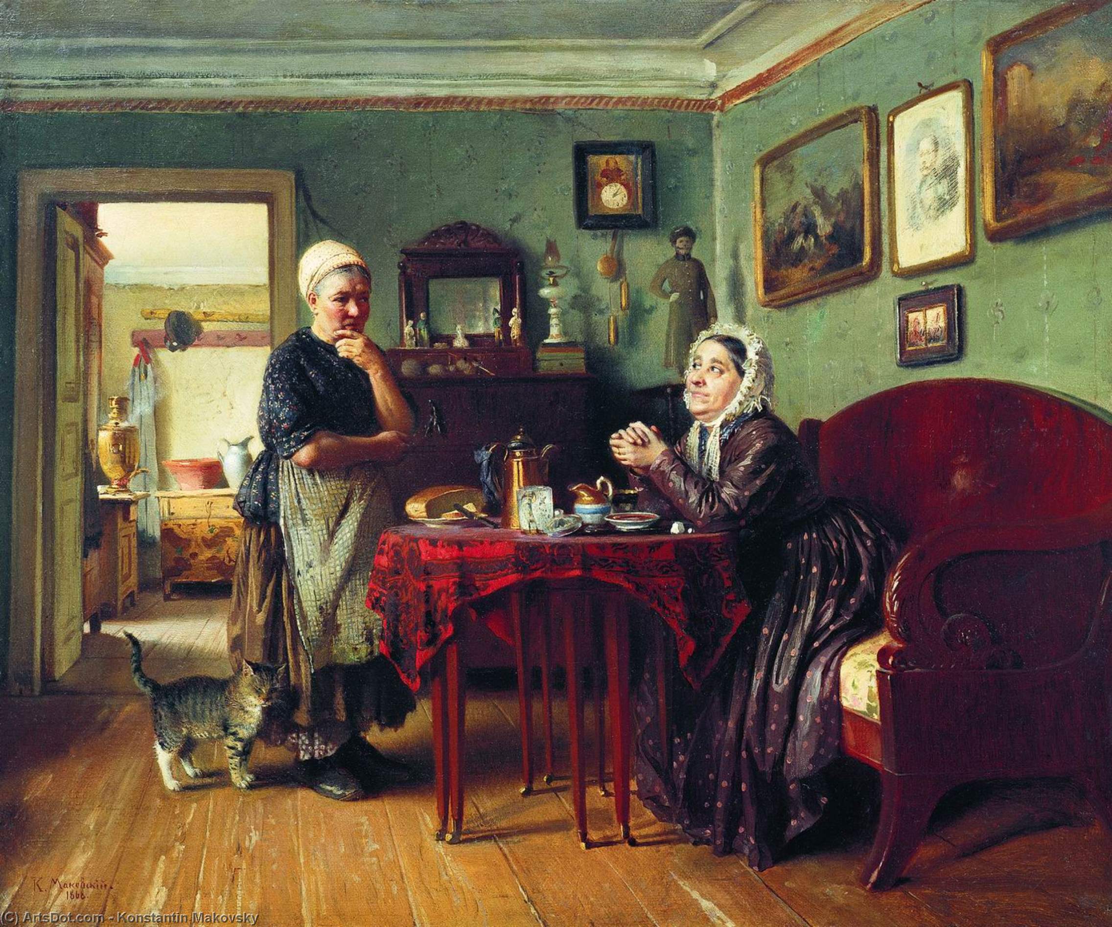 Household Conversation — Konstantin Yegorovich Makovsky