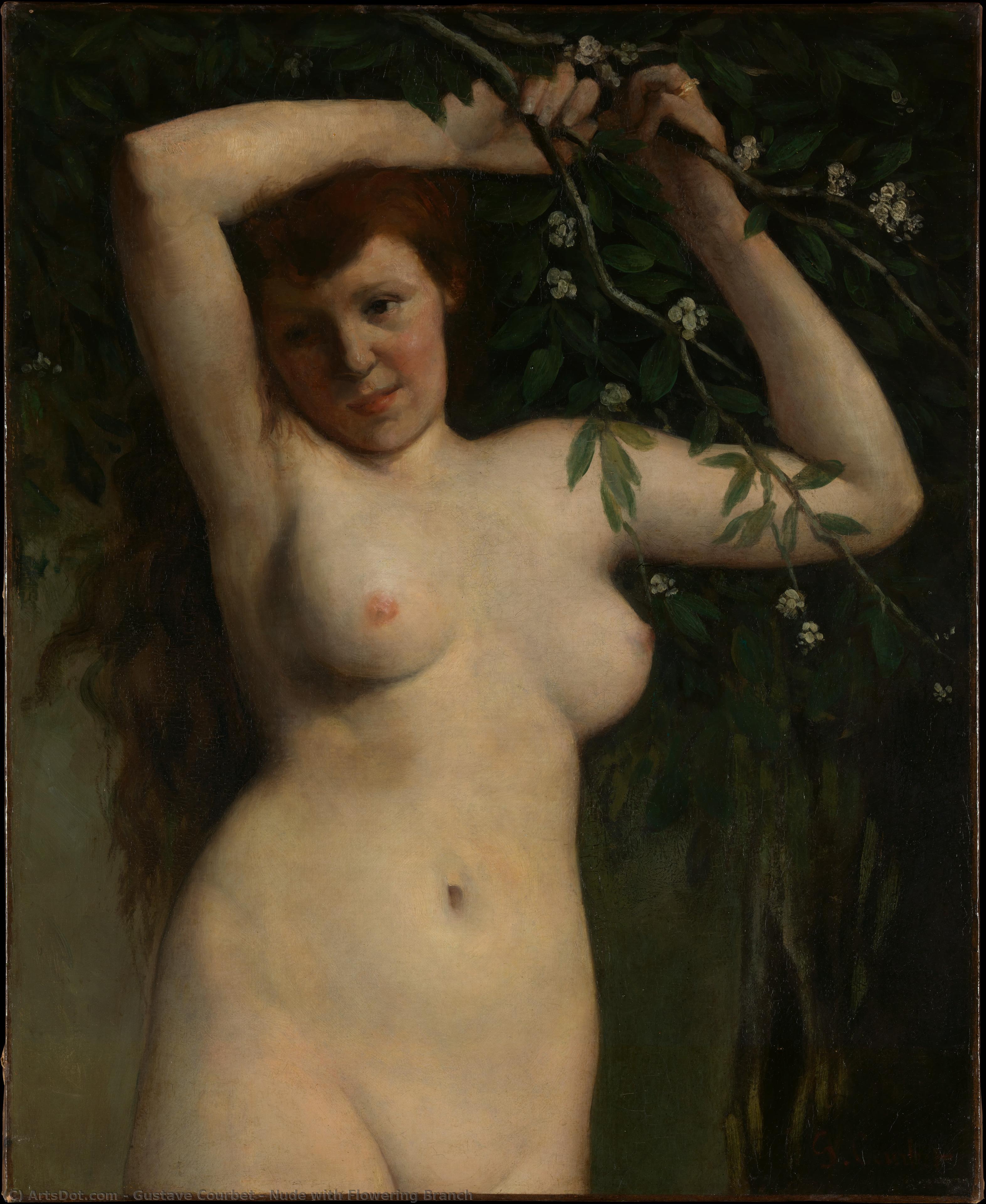 Nude With Flowering Branch — Gustave Courbet
