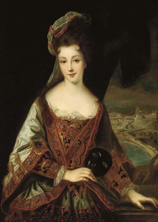 Louise Hippolyte Grimaldi With A View Overlooking Monaco — Jean Baptiste Santerre