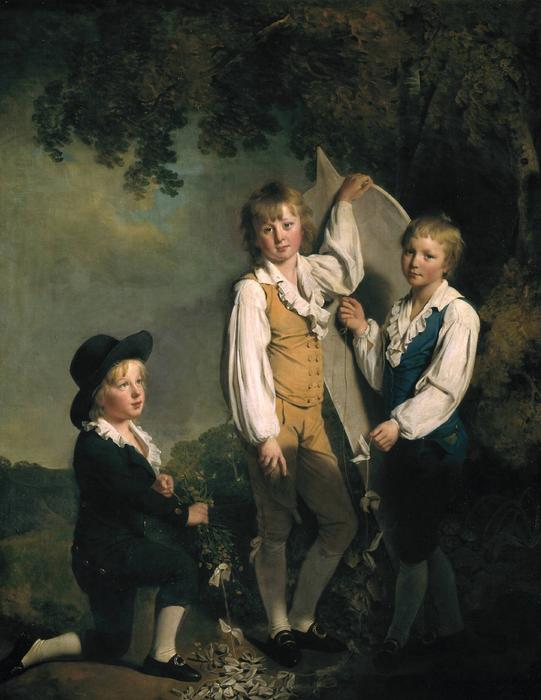 Tres Hijos De Richard Arkwright Con Una Cometa — Joseph Wright De Derby