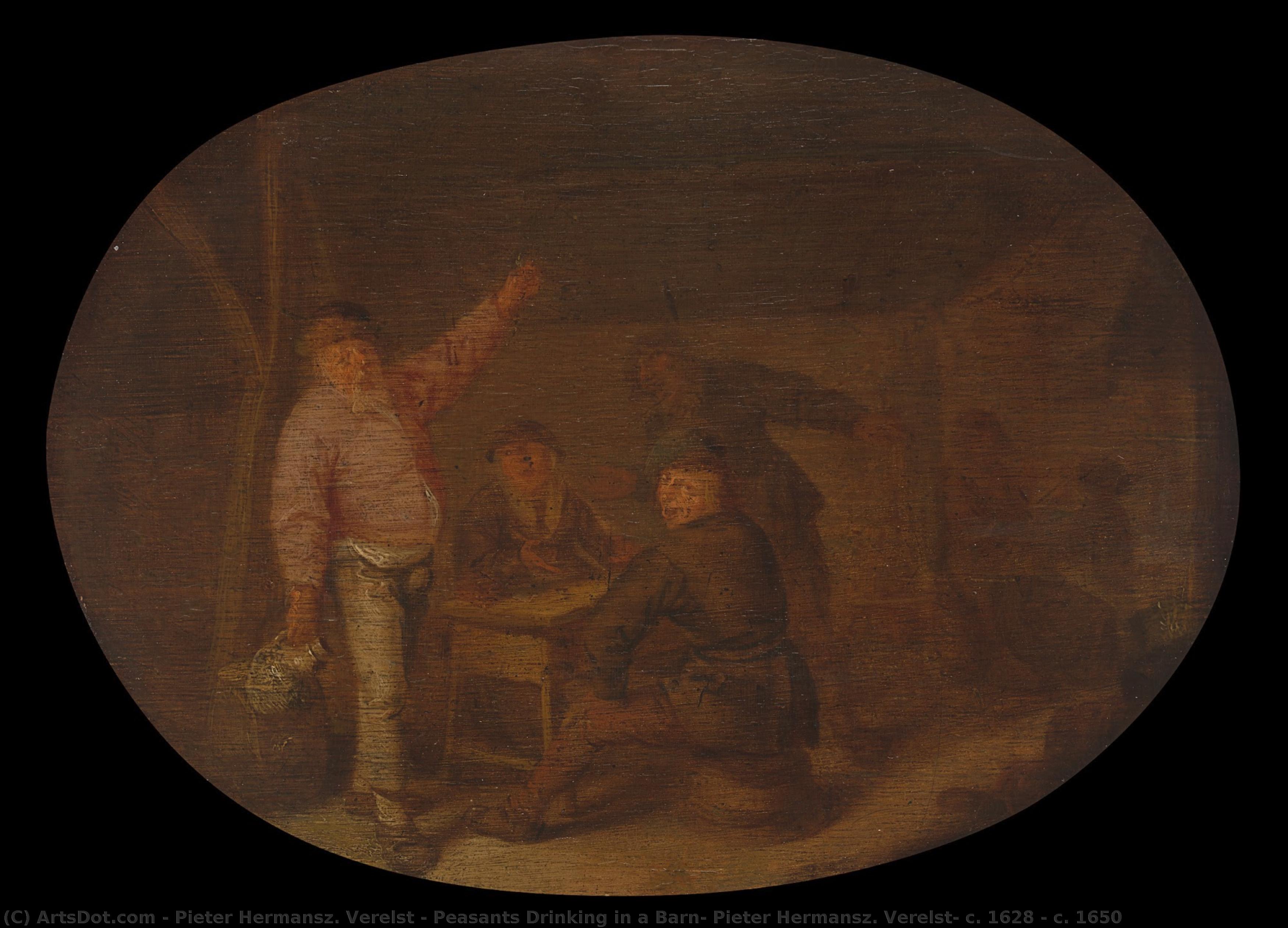 Peasants Drinking In A Barn, Pieter Hermansz. Verelst, C. 1628 - C. 1650 — Pieter Harmansz Verelst