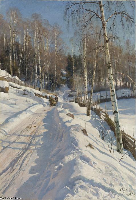 Sleigh Ride On A Sunny Winter Day — Peder Mørk Mønsted