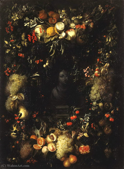 Bust Of The Madonna In A Garland Of Fruit (1660s) (116 X 85) (st. Petersburg, Hermitage) — Jan Pauwel Gillemans The Elder
