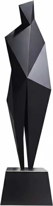Geometric Black Metal Sculpture: Graceful Form